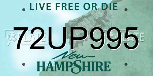 72UP995 New Hampshire License Plate