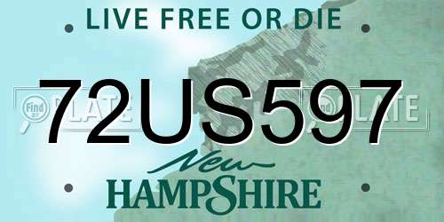 72US597 New Hampshire License Plate