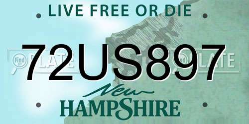 72US897 New Hampshire License Plate