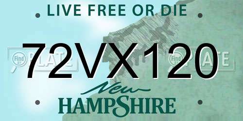72VX120 New Hampshire License Plate