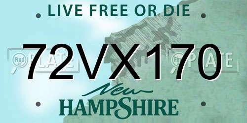 72VX170 New Hampshire License Plate