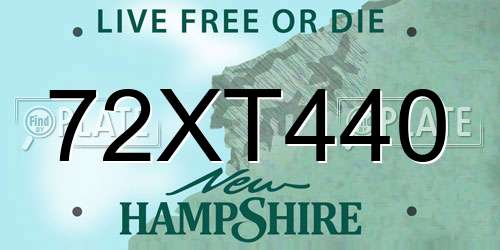 72XT440 New Hampshire License Plate