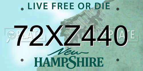 72XZ440 New Hampshire License Plate