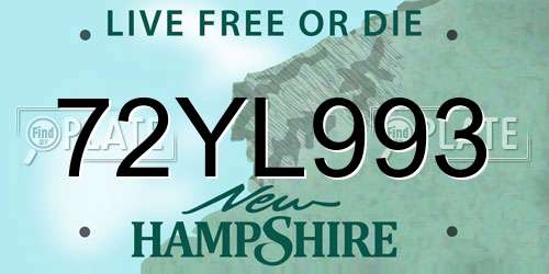 72YL993 New Hampshire License Plate