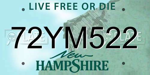 72YM522 New Hampshire License Plate