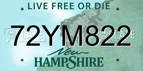 72YM822 New Hampshire License Plate