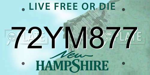 72YM877 New Hampshire License Plate