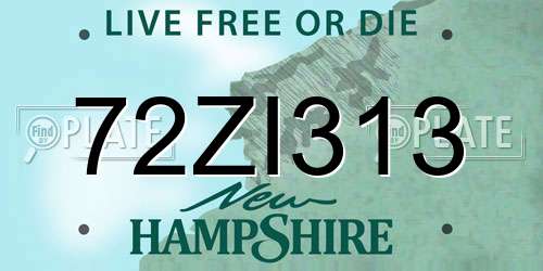 72ZI313 New Hampshire License Plate