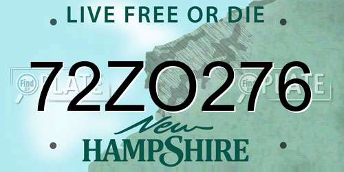 72ZO276 New Hampshire License Plate