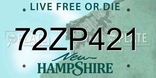 72ZP421 New Hampshire License Plate