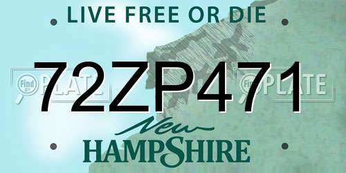 72ZP471 New Hampshire License Plate