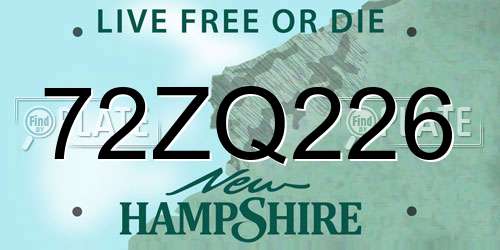 72ZQ226 New Hampshire License Plate