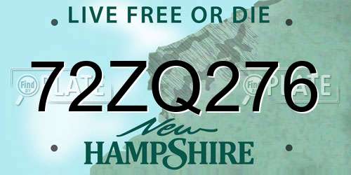 72ZQ276 New Hampshire License Plate