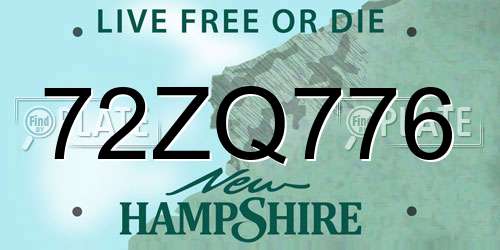 72ZQ776 New Hampshire License Plate