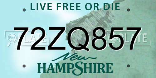 72ZQ857 New Hampshire License Plate