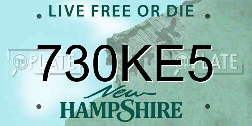 730KE5 New Hampshire License Plate