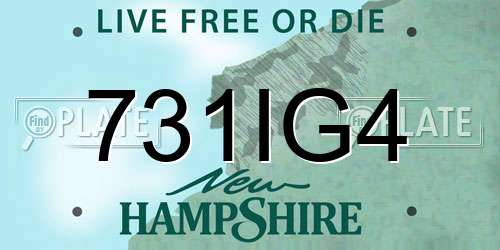 731IG4 New Hampshire License Plate