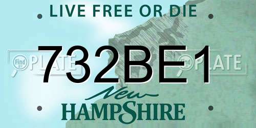 732BE1 New Hampshire License Plate