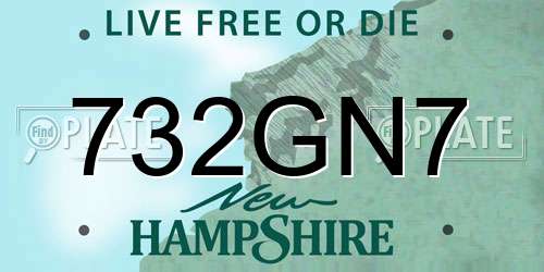 732GN7 New Hampshire License Plate