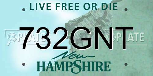 732GNT New Hampshire License Plate