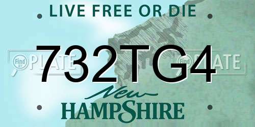 732TG4 New Hampshire License Plate