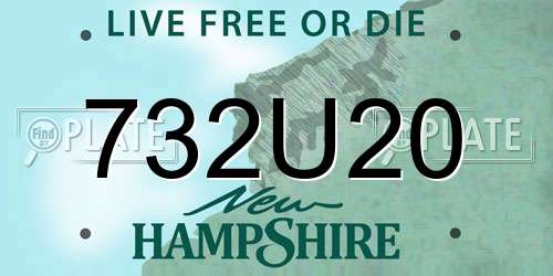 732U20 New Hampshire License Plate