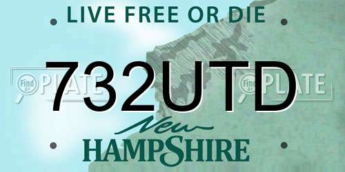 732UTD New Hampshire License Plate