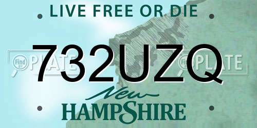 732UZQ New Hampshire License Plate