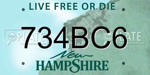 734BC6 New Hampshire License Plate