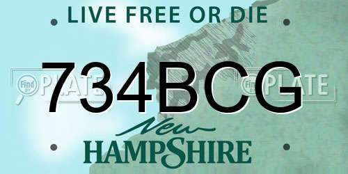 734BCG New Hampshire License Plate