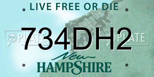 734DH2 New Hampshire License Plate
