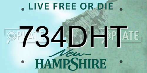 734DHT New Hampshire License Plate