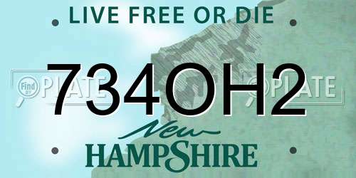 734OH2 New Hampshire License Plate