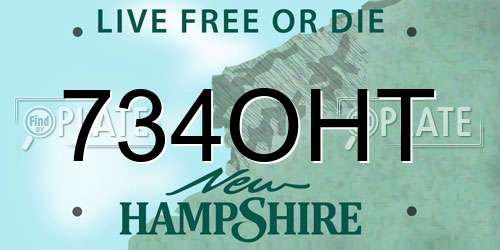 734OHT New Hampshire License Plate