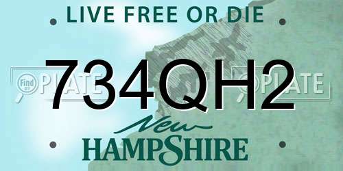 734QH2 New Hampshire License Plate