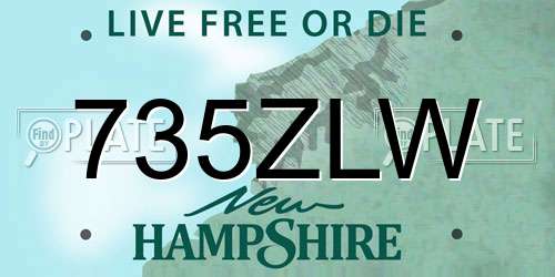 735ZLW New Hampshire License Plate
