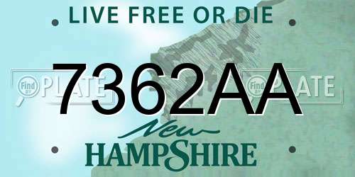 7362AA New Hampshire License Plate
