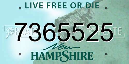 7365525 New Hampshire License Plate