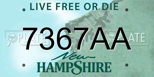 7367AA New Hampshire License Plate