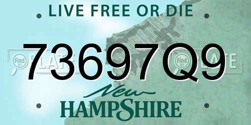 73697Q9 New Hampshire License Plate