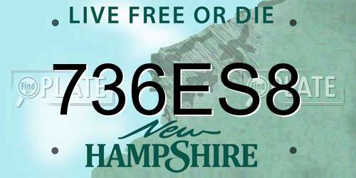 736ES8 New Hampshire License Plate