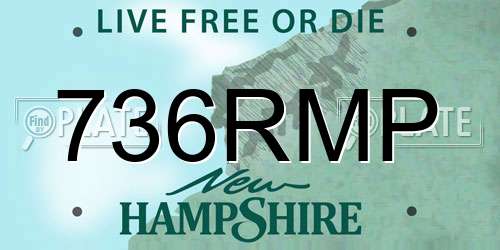 736RMP New Hampshire License Plate