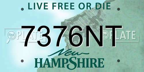 7376NT New Hampshire License Plate