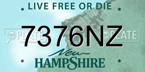 7376NZ New Hampshire License Plate