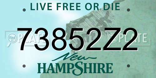 73852Z2 New Hampshire License Plate