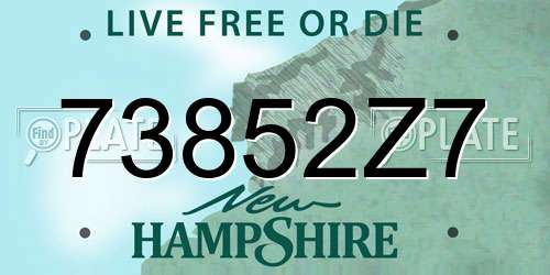 73852Z7 New Hampshire License Plate
