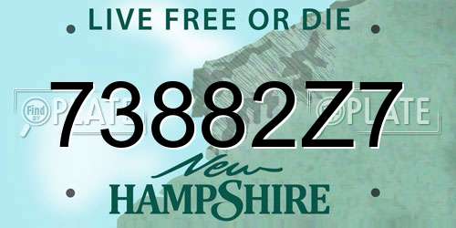 73882Z7 New Hampshire License Plate