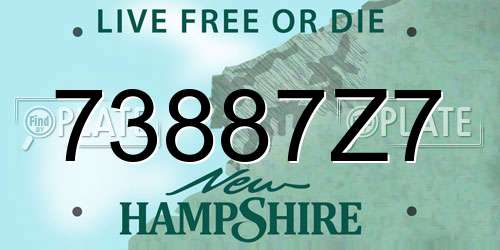 73887Z7 New Hampshire License Plate