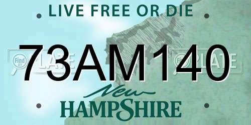 73AM140 New Hampshire License Plate
