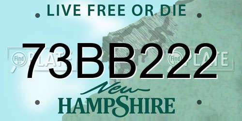 73BB222 New Hampshire License Plate